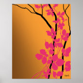 Bella Cherry Blossom | oranje tangerine fuchsia Poster (Voorkant)
