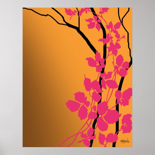 Bella Cherry Blossom | oranje tangerine fuchsia Poster (Voorkant)