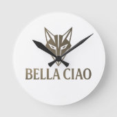 Bella Ciao Fox Wall Clock – Bold Minimalist Design Ronde Klok (Voorkant)
