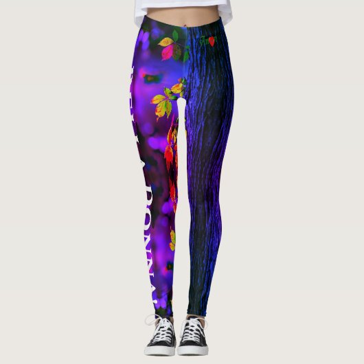 BELLA DONNA! - Paarse bladeren Leggings (Voorkant)