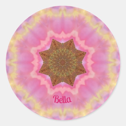 BELLA ~ In Roze sticker gepersonaliseerd (Voorkant)