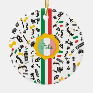 Bella Italia- Italiaanse cultuurgoederen met vlag Keramisch Ornament