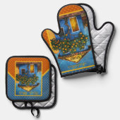 Bella Italia Mediterrane citrusboom Ovenwant & Pannenlap Set (Voorkant / Achterkant)