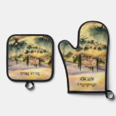 Bella Italia Toscaans Landschap Italiaans Ovenwant & Pannenlap Set (Voorkant)