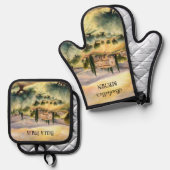 Bella Italia Toscaans Landschap Italiaans Ovenwant & Pannenlap Set (Voorkant / Achterkant)