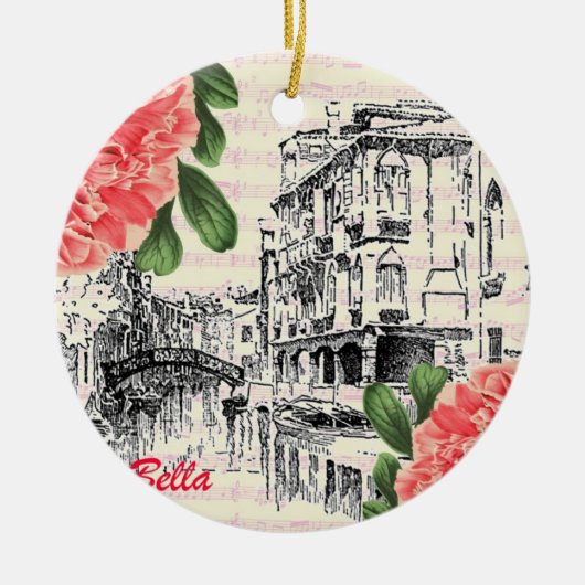 Bella Italy Peony Keramisch Ornament (Voorkant)