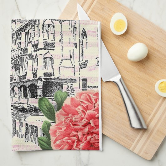 Bella Italy Peony Theedoek (Quarter Fold)