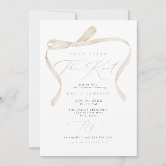 BELLA Ivory Bow Ze bindt het knoop Vrijgezellenfee Kaart (Voorkant)