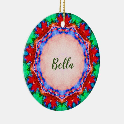 BELLA ~ Kerstmis Bord Fractal Personalized Keramisch Ornament (Rechts)