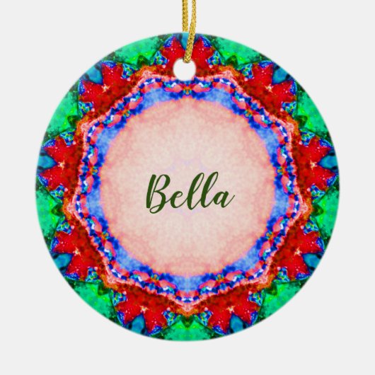 BELLA ~ Kerstmis Bord Fractal Personalized Keramisch Ornament (Voorkant)