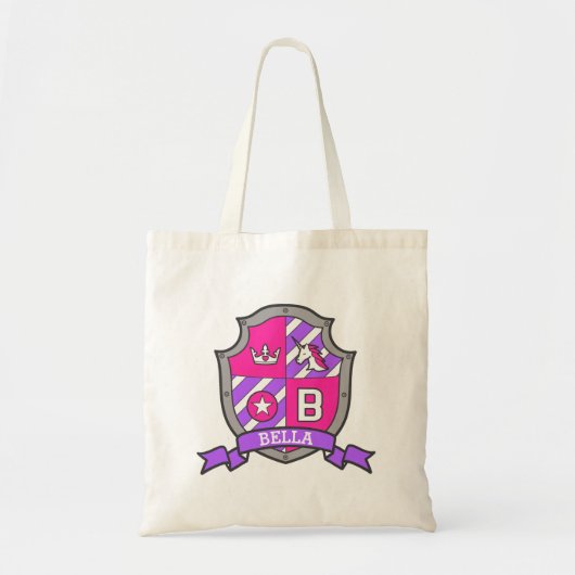 Bella knight shield B name roze paarse bibliotheek Tote Bag (Voorkant)