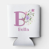 Bella Naam met een Bloemendesign Blikjeskoeler (Achterkant)