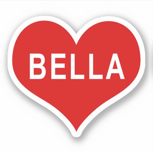 BELLA NAAM Rood Liefde Hart Vinyl Sticker (Voorkant)