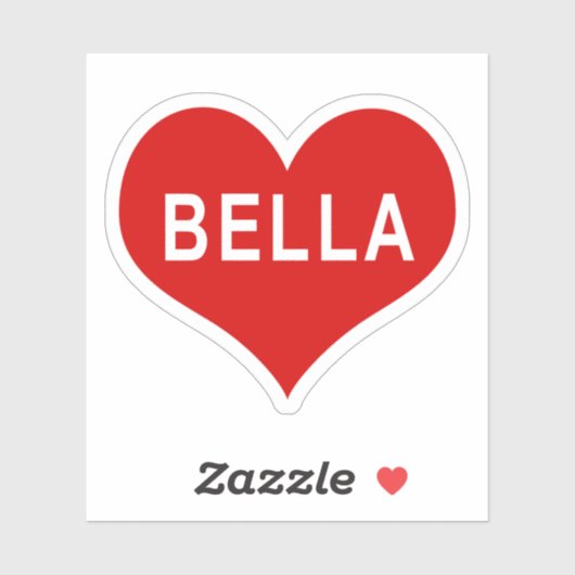 BELLA NAME Rode Hart Vinyl Sticker (Vel)
