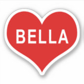 BELLA NAME Rode Hart Vinyl Sticker (Voorkant)