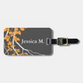 Bella Swirling Vines Blossom charcoal tangerine Bagagelabel (Voorkant horizontaal)