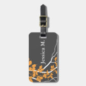 Bella Swirling Vines Blossom charcoal tangerine Bagagelabel (Voorkant verticaal)