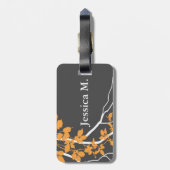 Bella Swirling Vines Blossom charcoal tangerine Bagagelabel (Achterkant verticaal)