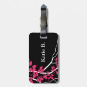 Bella Swirling Vines Cherry Blossom Black fuchsia Bagagelabel (Achterkant verticaal)