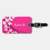Bella Swirling Vines Cherry Blossom | fuchsia Bagagelabel (Voorkant horizontaal)