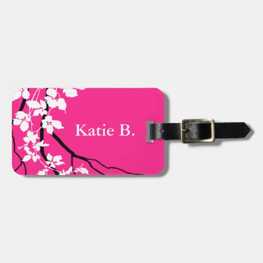 Bella Swirling Vines Cherry Blossom | fuchsia Bagagelabel (Voorkant horizontaal)