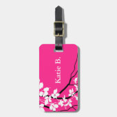 Bella Swirling Vines Cherry Blossom | fuchsia Bagagelabel (Voorkant verticaal)