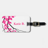 Bella Swirling Vines Cherry Blossom white fuchsia Bagagelabel (Voorkant horizontaal)