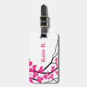 Bella Swirling Vines Cherry Blossom white fuchsia Bagagelabel (Voorkant verticaal)
