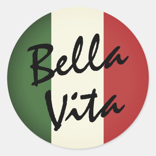 Bella Vita Italiaans Vlag Ronde Label Stickers (Voorkant)