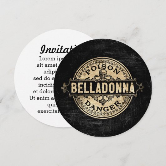 Belladonna  etiket met giftig vergif kaart (Voorkant / Achterkant)