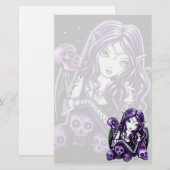 "Belladonna" Gothic Paars Skull Faerie Stationery Briefpapier (Voorkant / Achterkant)