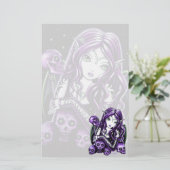 "Belladonna" Gothic Paars Skull Faerie Stationery Briefpapier (Staand voorkant)