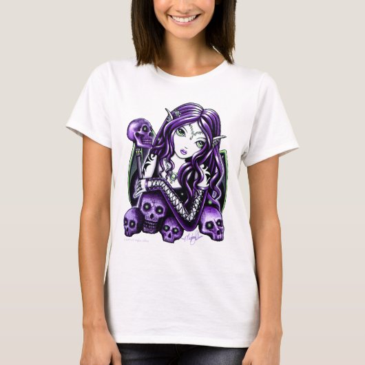 "Belladonna" Gothic Paars Skull Faerie Tanktop (Voorkant)