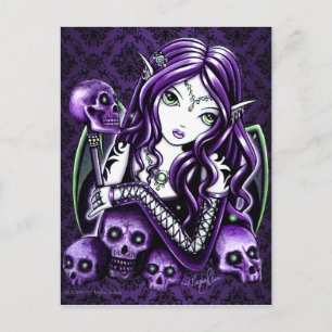 "Belladonna" Gothic Paars Skull Fairy Briefkaart