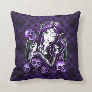 Belladonna Gothic Paars Skull Fairy Sierkussen