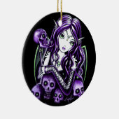 "Belladonna" Paarse schedel Keramisch Ornament (Rechts)