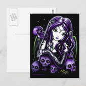 Belladonna Paarse Skulls Faerie Briefkaart (Voorkant / Achterkant)