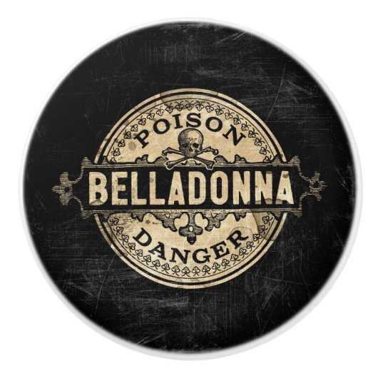 Belladonna  stijlgif-etiket keramische knop (Voorkant)