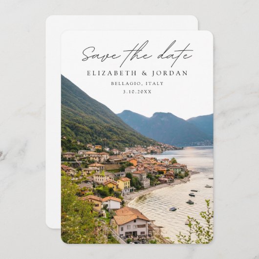 Bellagio Italië Bruiloft Save the Date Kaart (Voorkant / Achterkant)