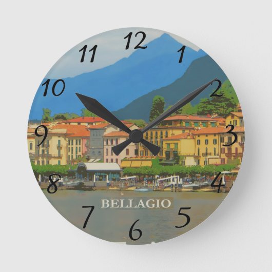 Bellagio Italië Poster Wall Clock Ronde Klok (Voorkant)