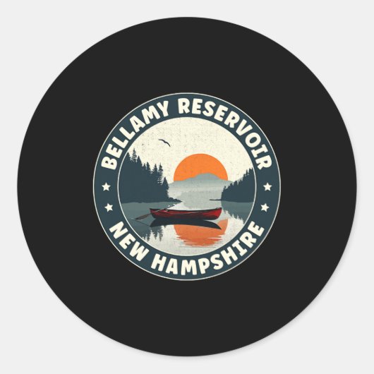 Bellamy Reservoir New Hampshire Sunset T Shirt  Ronde Sticker (Voorkant)