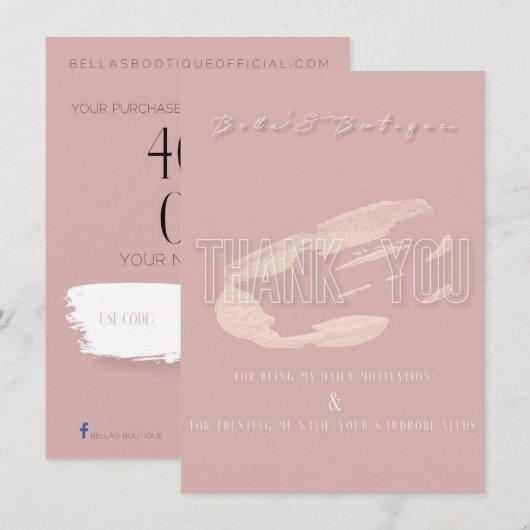 Bellas Boutique - Hartelijk dank Bedankkaart (Voorkant / Achterkant)