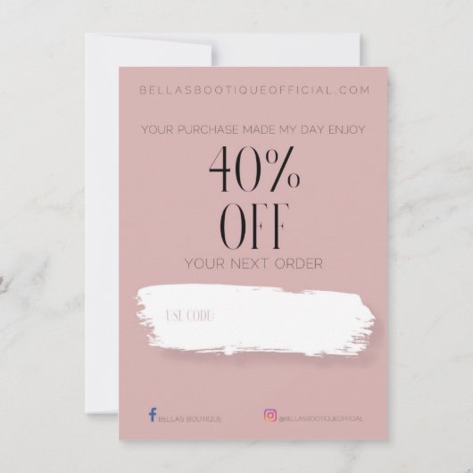 Bellas Boutique - Hartelijk dank Bedankkaart (Achterkant)