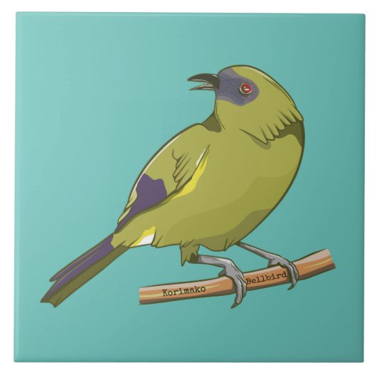 Bellbird Korimako NZ vogel Tegeltje (Voorkant)
