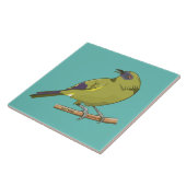 Bellbird Korimako NZ vogel Tegeltje (Zijkant)