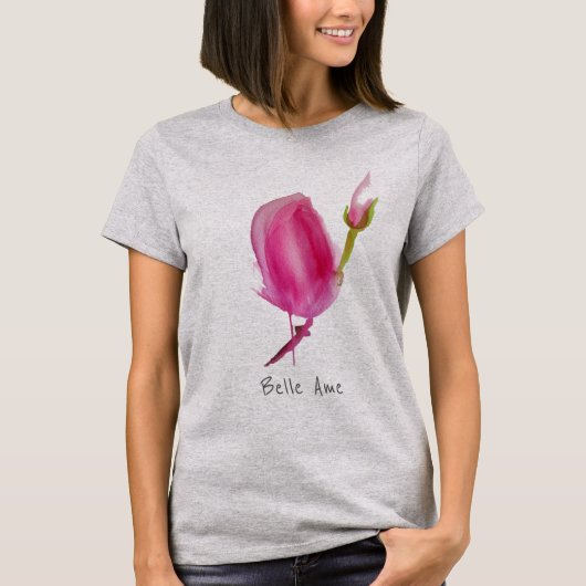 Belle Ame Mooie slogan met roze ventilator T-shirt (Voorkant)