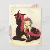 Belle and Night - fantasy rainbow gothic unicorn Briefkaart (Voorkant / Achterkant)