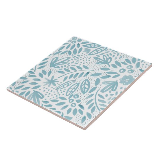 Belle Blue Floral Ceramic Tile - 2 Tegeltje (Zijkant)