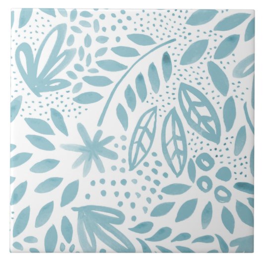 Belle Blue Floral Ceramic Tile Tegeltje (Voorkant)