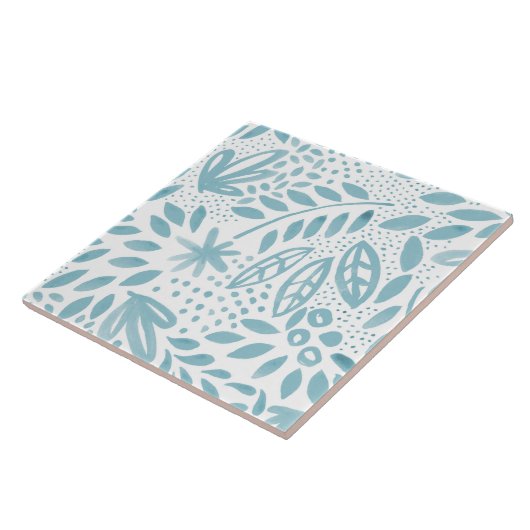 Belle Blue Floral Ceramic Tile Tegeltje (Zijkant)